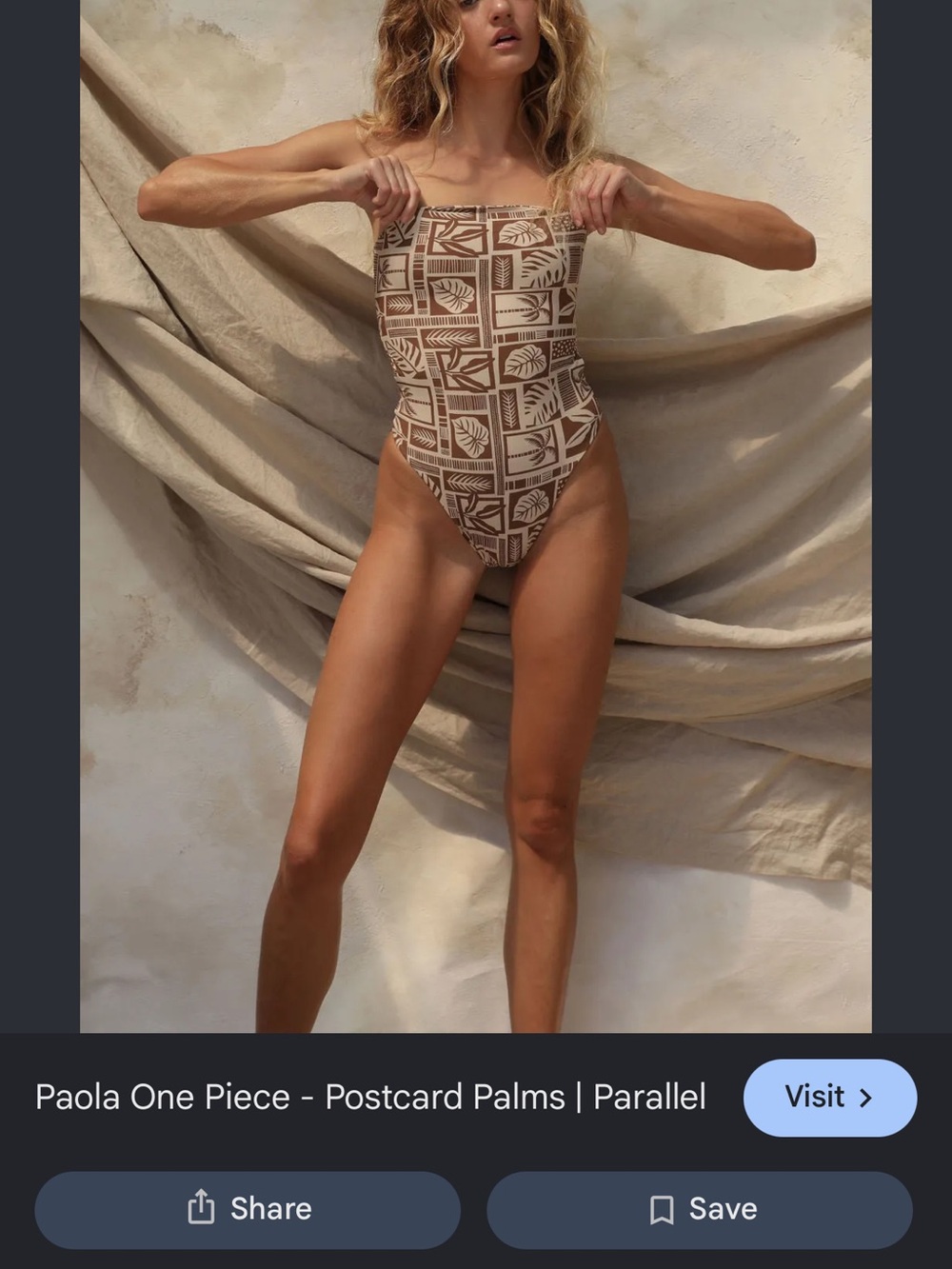2 Stone Fox Swim Brown and Cream Leaf-Print swim and skirt set